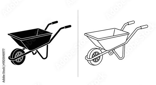 Wheelbarrow, wheelbarrow wheel, wheelbarrow design, wheelbarrow illustration, wheelbarrow drawing Vector