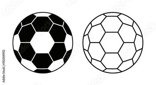Black and white soccer ball with clean, minimalist design and outline illustration Vector