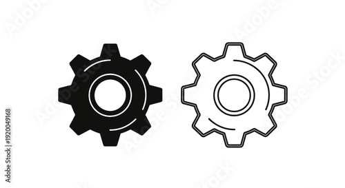 Black and white gear illustration, vector gear icon, mechanical gear design Vector