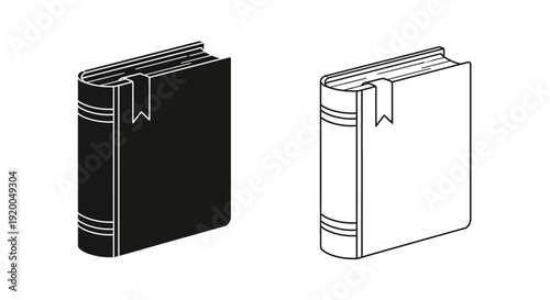 Black and white book illustrations, vector book icons, digital book graphics Vector