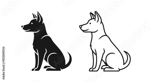 Two dogs sitting silhouette vector illustration Vector