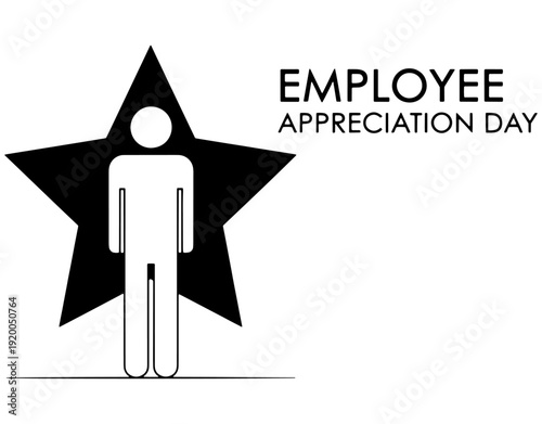 Employee Appreciation Day Concept with Human Figure and Star Symbol, Recognition of Top Performance and Excellence, Corporate Success and Best Worker Award Vector Illustration.