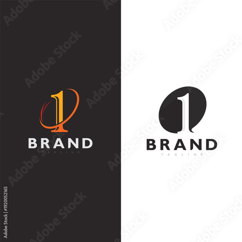 Creative number one symbol logo template featuring elegant lines professional branding identity concept