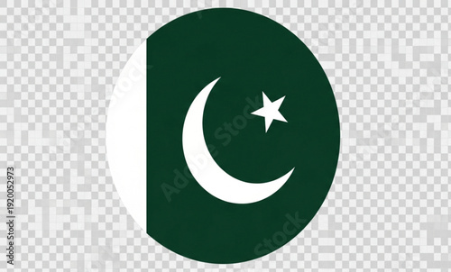 Pakistan round flag icon with a transparent background, ideal for global and digital use. Vector graphic.