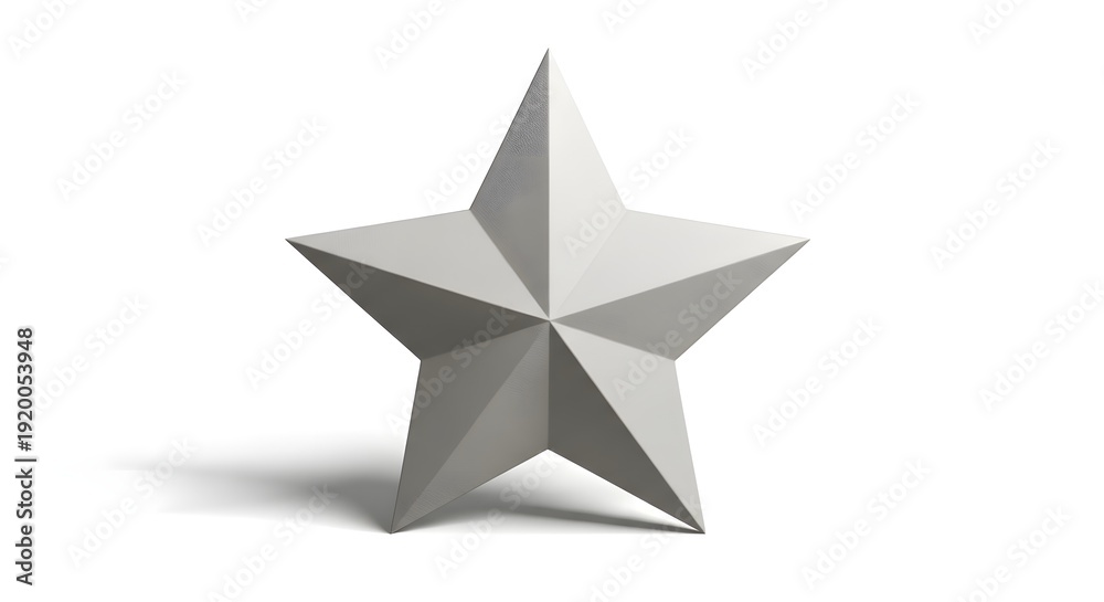 Obraz premium Geometric Silver Star Shape Isolated on White Background.