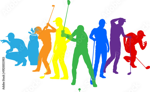 Silhouette golf player set....