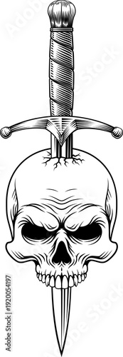A skull dagger knife tattoo...