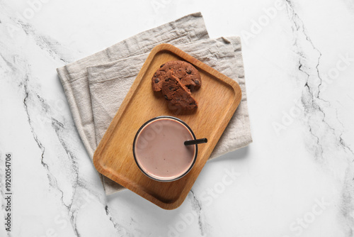Glass of sweet chocolate mi...
