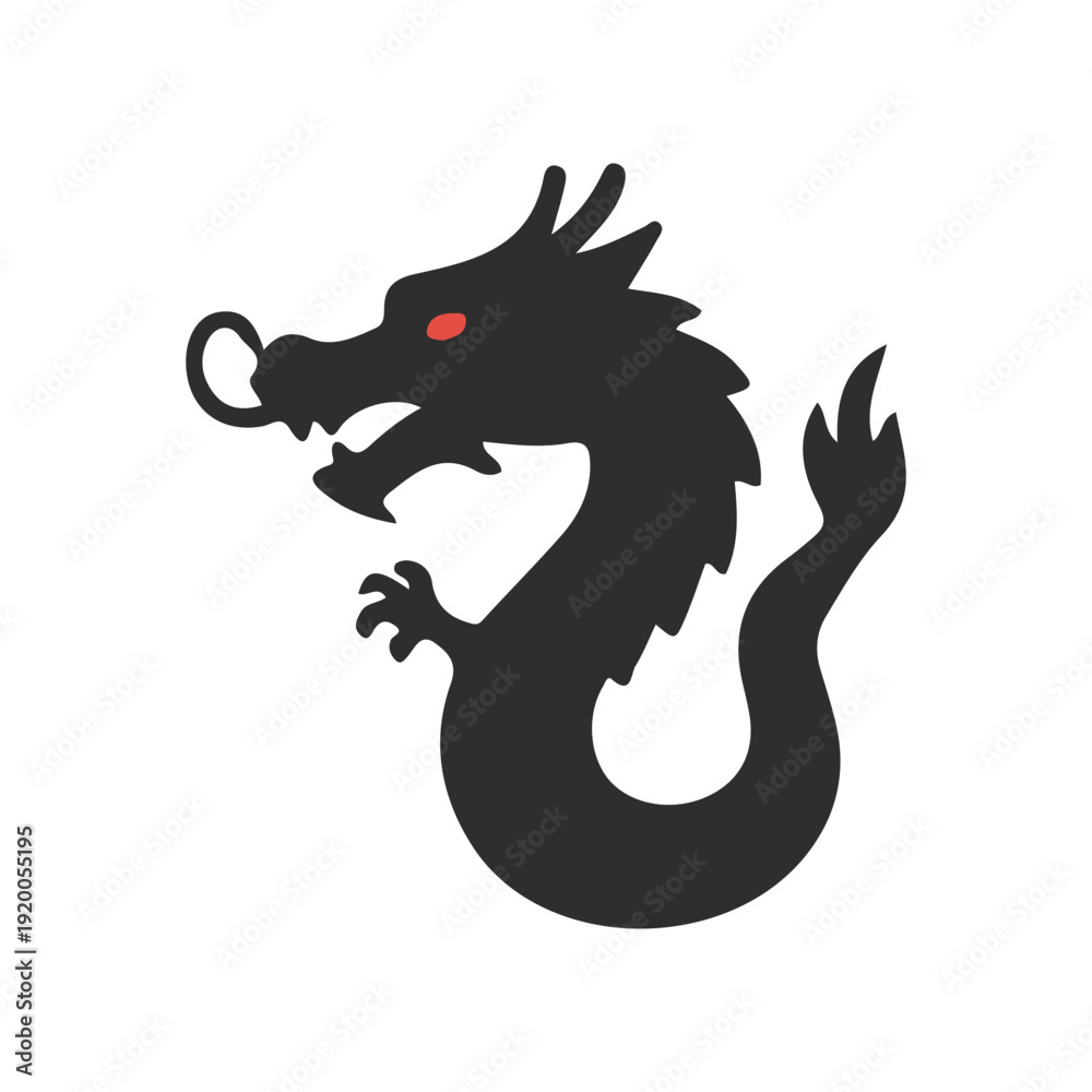 Obraz premium Black Dragon Silhouette Icon