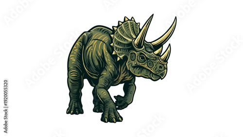 Triceratops Dinosaur Illustration in Realistic Style