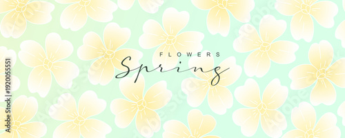 Spring floral background, card template, cover with abstract blooming flowers. Vector design for social media, banner, poster, advertising