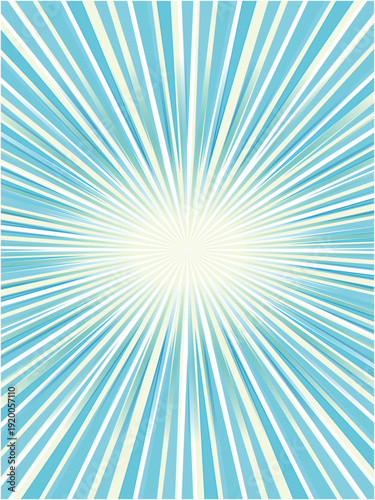 Retro Light Blue Sunburst Background with Vintage Rays