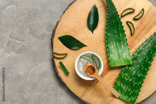 Bowl of aloe vera gel and w...
