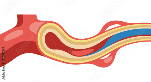 Angioplasty Procedure with Stent Placement in Blood Vessel.