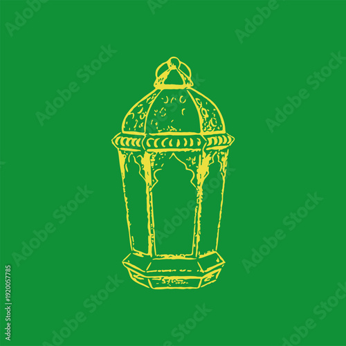 Yellow Lantern Sketch Illustration for Ramadan and Islamic Festival Design