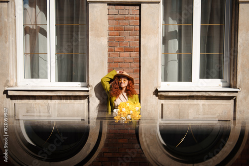 Wallpaper Mural Woman with Flowers in Window Torontodigital.ca