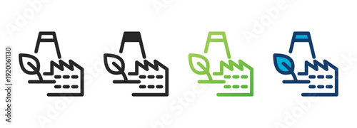 sustainable factory icon collection with multiple styles
