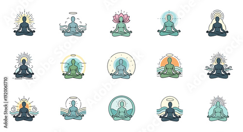 Meditating Figures Collection: Yoga, Zen, Mindfulness Icons