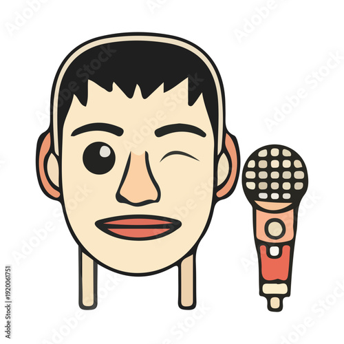 Winking Man with Microphone Icon