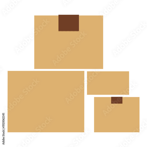 	重ねられた複数の段ボール箱のイラスト