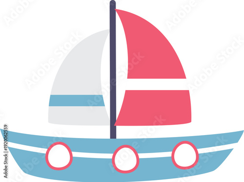 Illustration Set Things Related Beach Sailboat