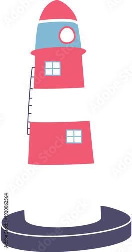 Illustration Set Things Related Beach Mercusuar