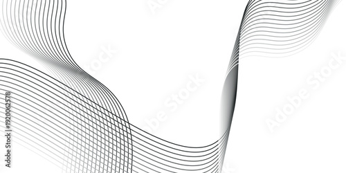 Abstract wave element for design. Digital frequency track equalizer. Stylized line art background. Vector illustration. Wave with lines created using blend tool. Curved wavy line, smooth stripe.