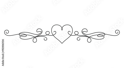 Ornate Heart with Swirling Flourishes - Elegant Design Element