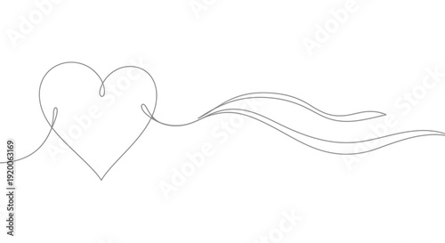 Heart with Flowing Ribbons - Symbol of Love and Freedom