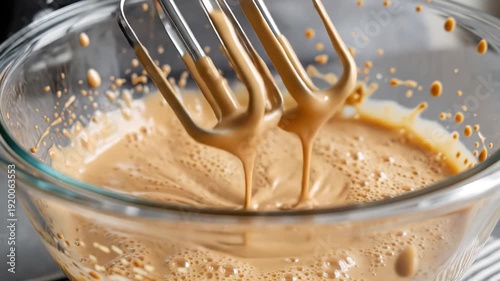Mixing Batter in Glass Bowl with Whisk.