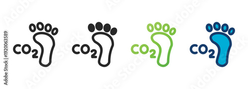 carbon footprint icon collection with multiple styles