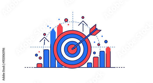 Target achievement concept with business growth chart