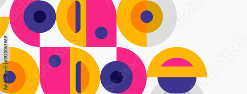 Colorful geometric shapes spell adobe. Bright pinks, purples, oranges create playful design. Minimalist aesthetic, modern branding.