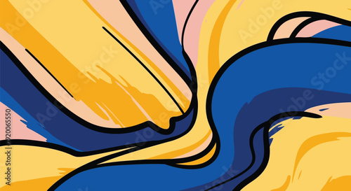 Retro comic style abstract background with blue and yellow swirls