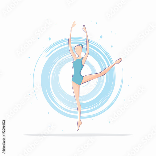 Graceful ballerina in a blue leotard performing a dance.