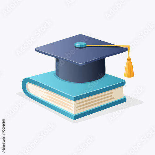 Graduation Cap on Stack of Books Illustration.