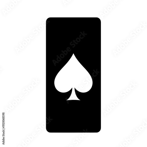 Black Ace of Spades Playing Card Back, Simple Graphic Icon