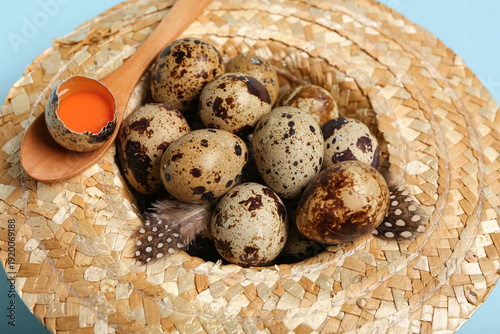 Wicker bowl and wooden spoo...