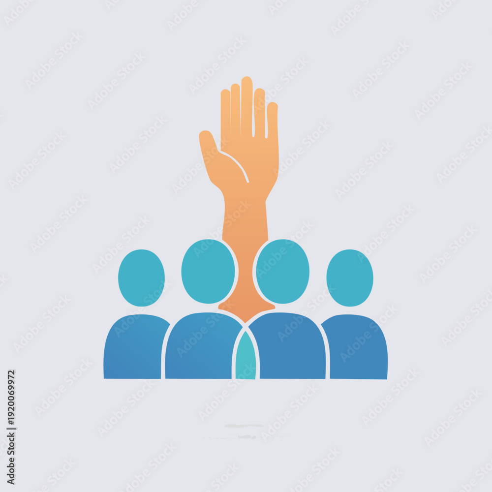 Obraz premium Group of people with one person raising their hand.