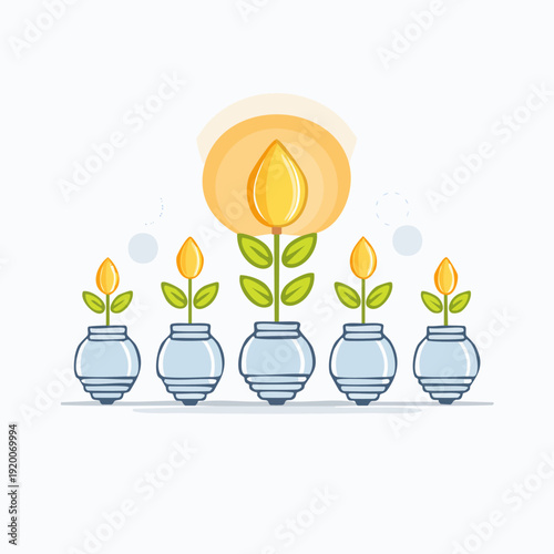 Growing Investments - Plants in Pots with Financial Growth Concept.