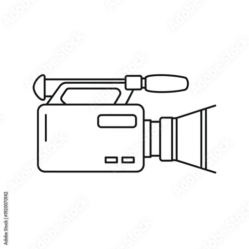 Basic Outline Vector Icon of a Modern Video Camera or Camcorder