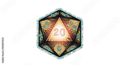 Colorful D20 Dice on Black Background