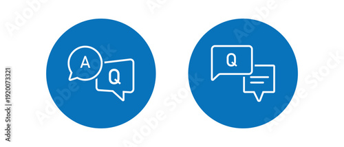 Conversation Q A Symbol Set – Modern Question and Answer Chat Bubbles in Circular Badge Style for Messaging, Help Center and UI Design