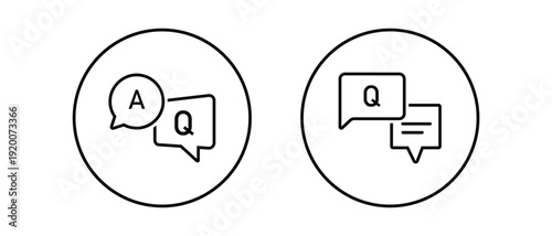 Conversation Q A Symbol Set – Modern Question and Answer Chat Bubbles in Circular Badge Style for Messaging, Help Center and UI Design