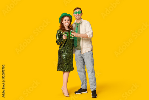 Young couple with beer on y...
