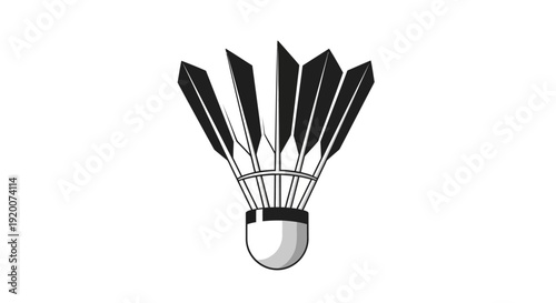Badminton Shuttlecock with Black Feathers and White Base.