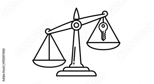 Balance Scale With Key On One Side.