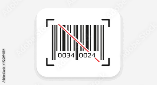 Barcode Scan Icon with Red Line Through It.