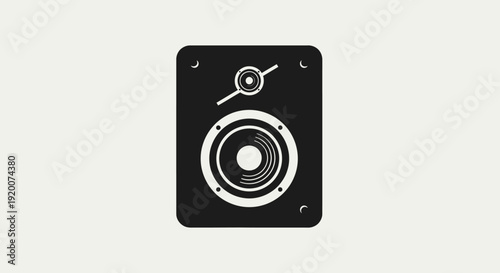 Black speaker icon with white details on a light background.