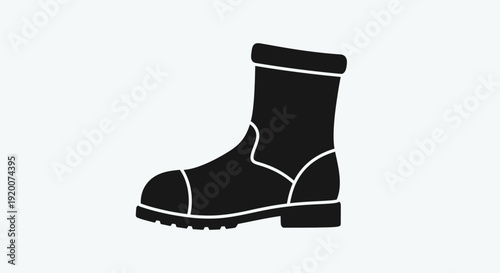 Black Work Boot Icon with White Outline Detail.